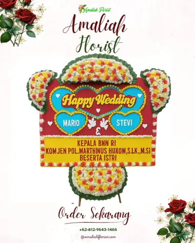 Karangan Papan Bunga Pernikahan di Ketindan